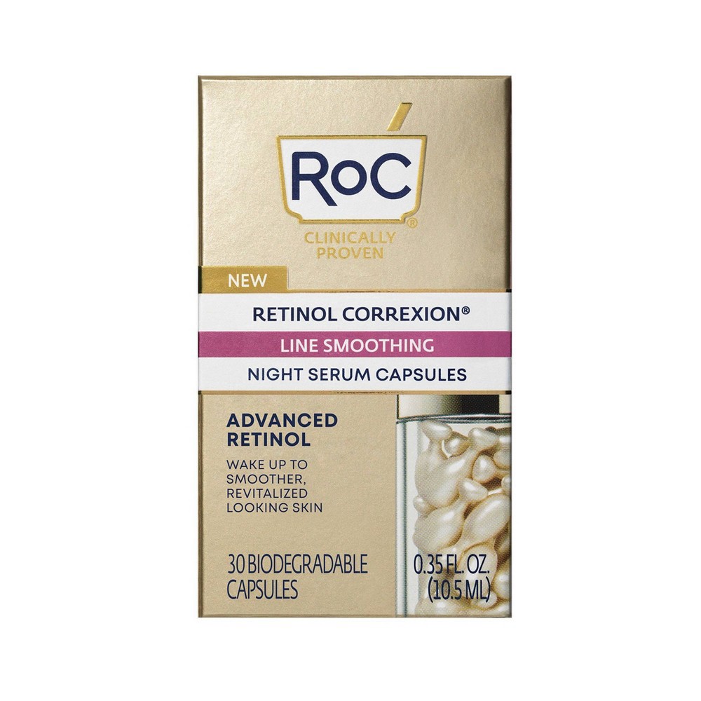 slide 3 of 10, RoC Retinol Capsules Anti-Aging Night Retinol Face Serum Treatment - 30ct/0.35 fl oz, 30 ct, 0.35 fl oz