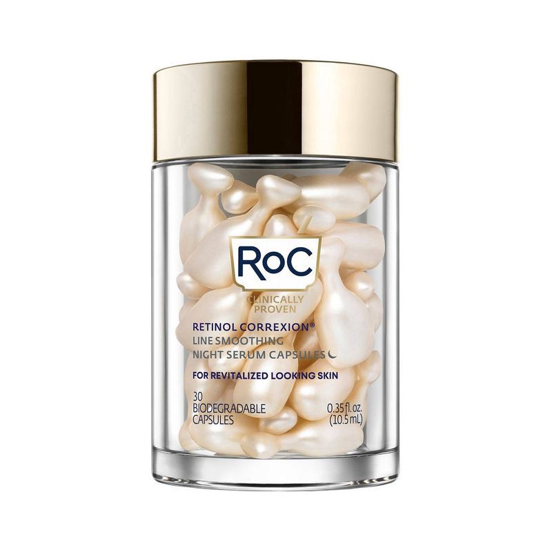 slide 1 of 11, RoC Retinol Capsules Anti-Aging Night Retinol Face Serum Treatment - 30ct/0.35 fl oz, 30 ct, 0.35 fl oz