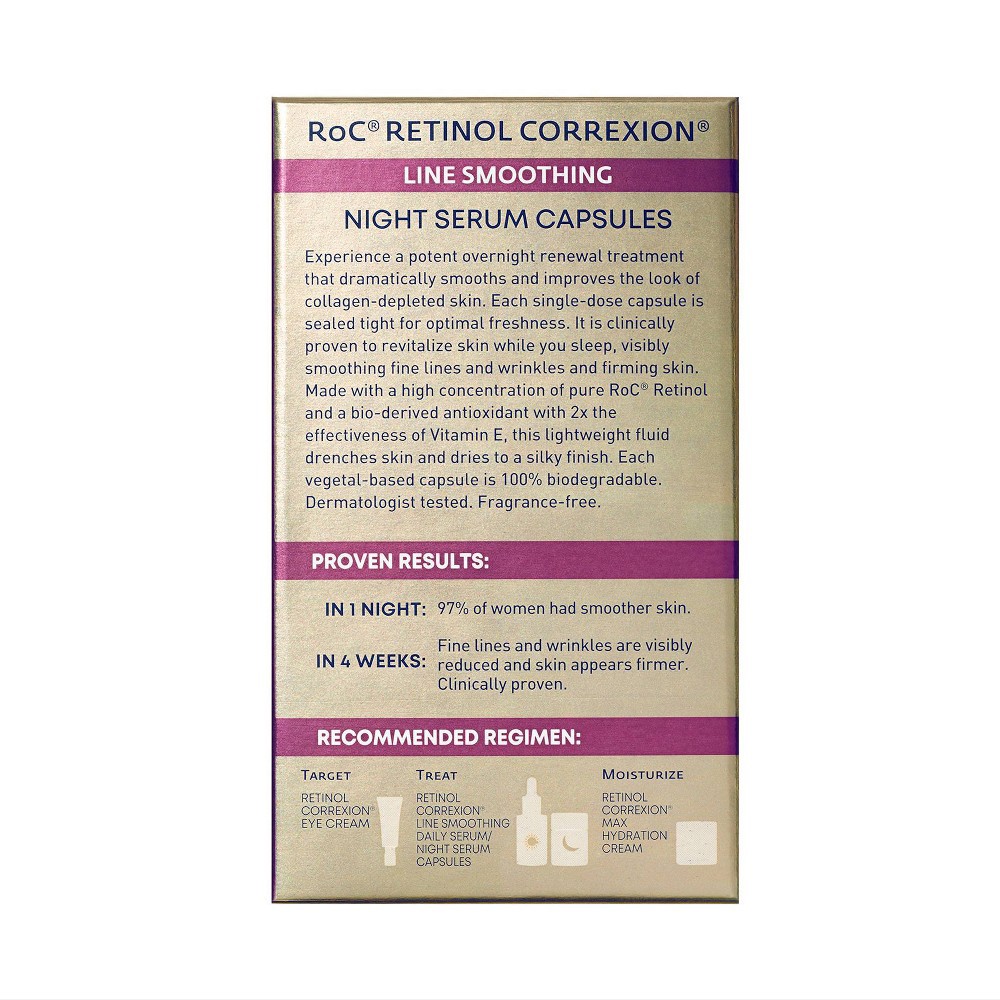 slide 4 of 10, RoC Retinol Capsules Anti-Aging Night Retinol Face Serum Treatment - 30ct/0.35 fl oz, 30 ct, 0.35 fl oz