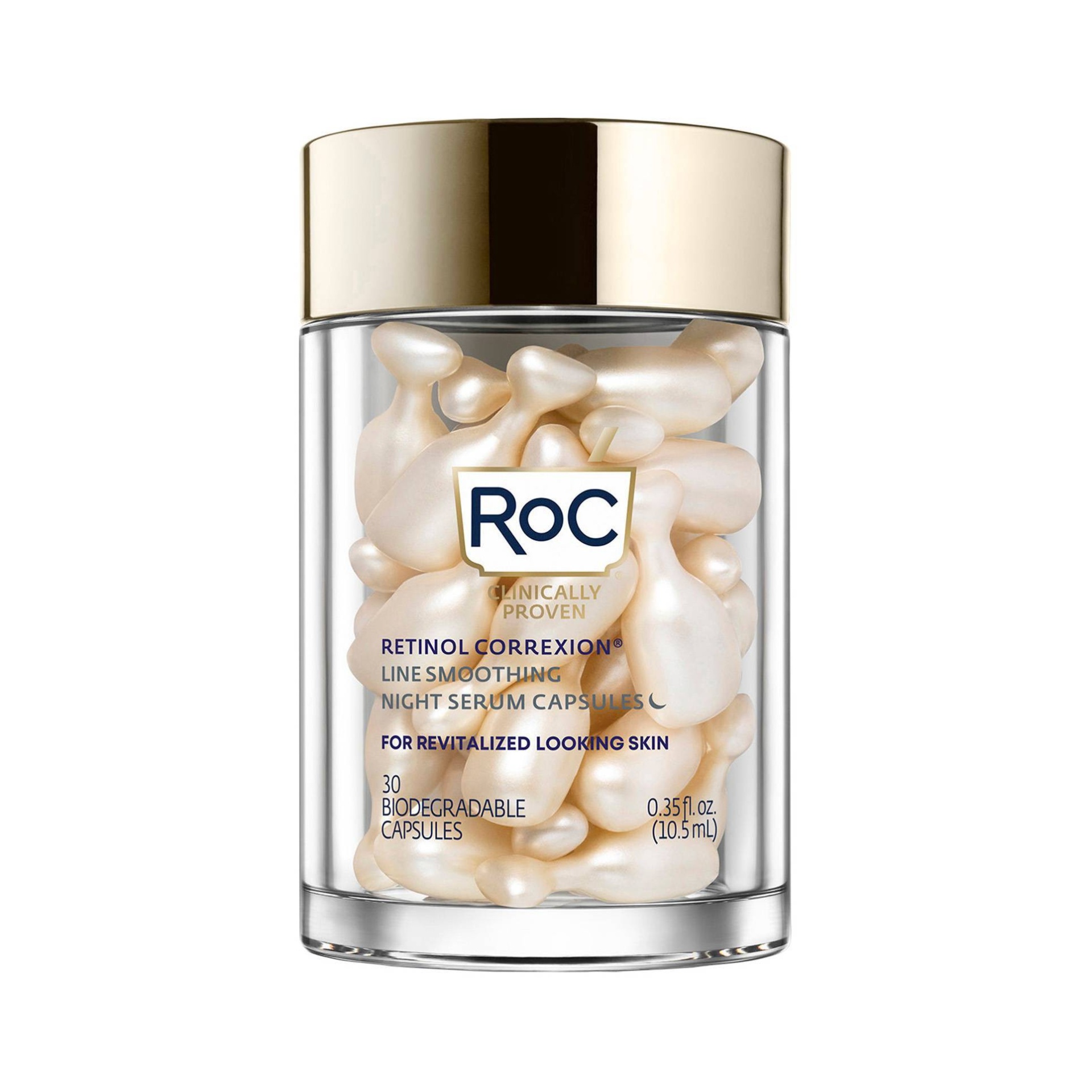 slide 1 of 10, RoC Retinol Capsules Anti-Aging Night Retinol Face Serum Treatment - 30ct/0.35 fl oz, 30 ct, 0.35 fl oz