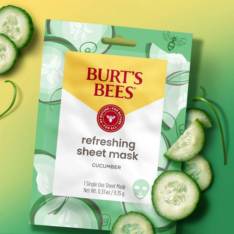 slide 3 of 4, Burt's Bees Refreshing Face Sheet Mask - Cucumber, 1 ct