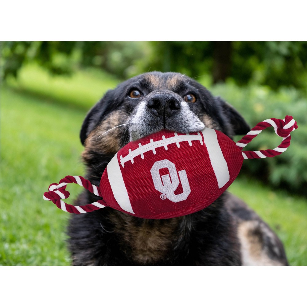 slide 2 of 2, NCAA Oklahoma Sooners Nylon Football Dog Toy, 1 ct