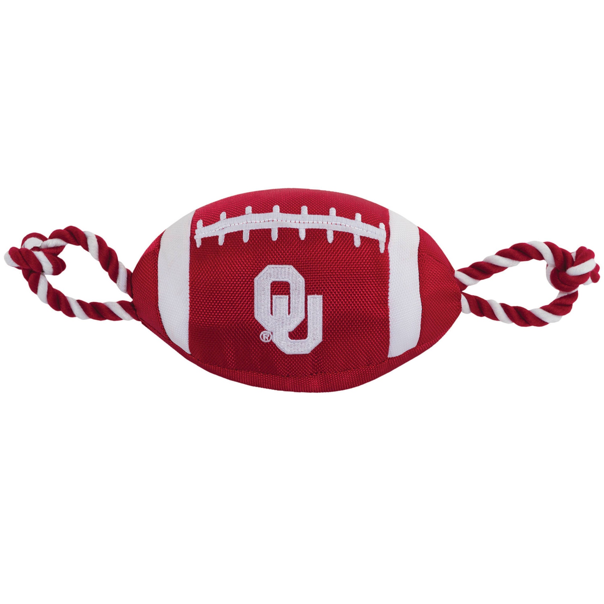 slide 1 of 2, NCAA Oklahoma Sooners Nylon Football Dog Toy, 1 ct