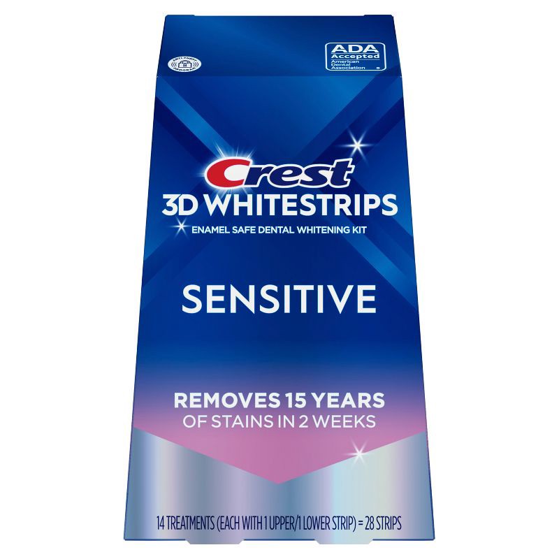slide 2 of 11, Crest 3D Whitestrips Sensitive White At-home Teeth Whitening Kit - 14 Treatments, 1 ct