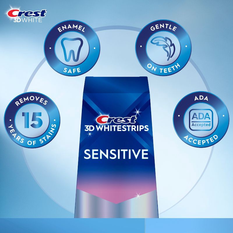 slide 4 of 11, Crest 3D Whitestrips Sensitive White At-home Teeth Whitening Kit - 14 Treatments, 1 ct