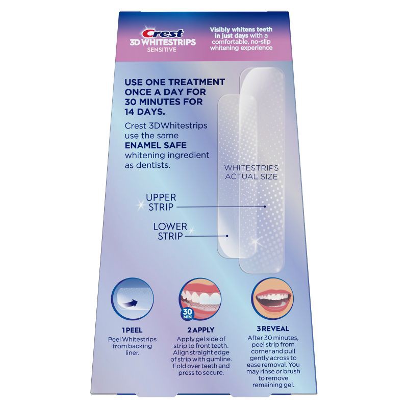 slide 11 of 11, Crest 3D Whitestrips Sensitive White At-home Teeth Whitening Kit - 14 Treatments, 1 ct