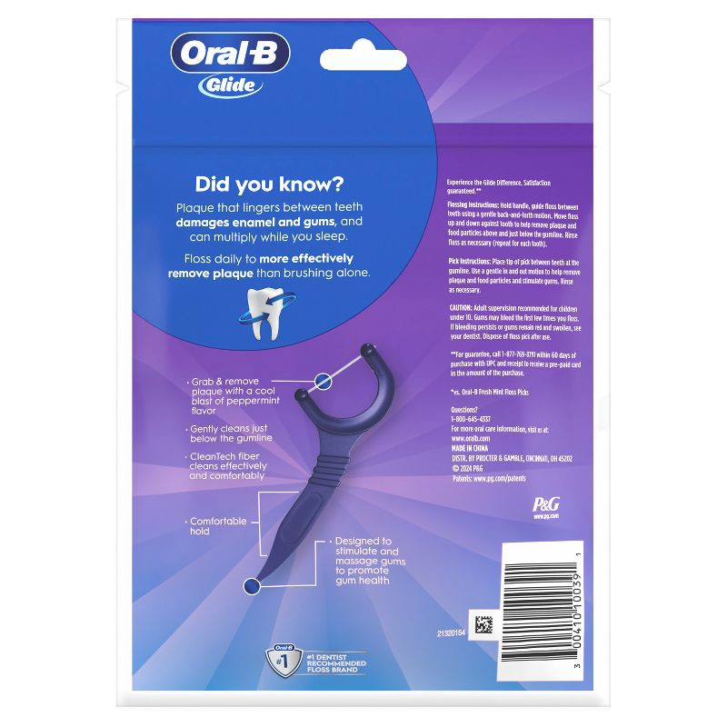 slide 9 of 10, Oral-B Glide Arctic Peppermint Oil Dental Floss Picks - Mint - 150ct, 150 ct