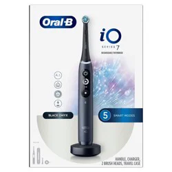 Oral-B iO7 Electric Toothbrush with Multiple Modes Travel Case and 2 Brush Heads - Black Onyx: Soft Bristles, Nylon Material, Battery Powered