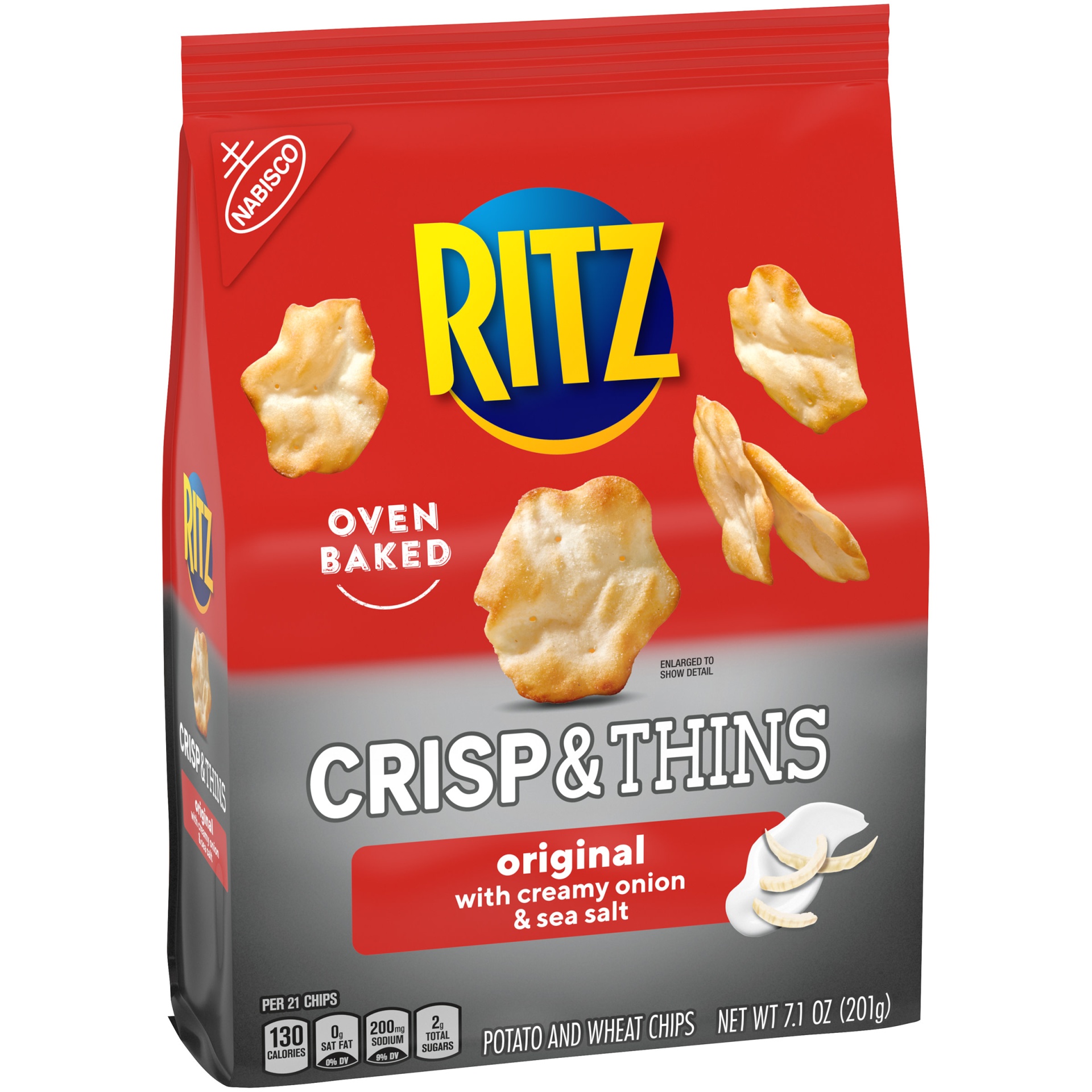 slide 2 of 2, RITZ Crisp and Thins Original with Creamy Onion and Sea Salt, 7.1 oz