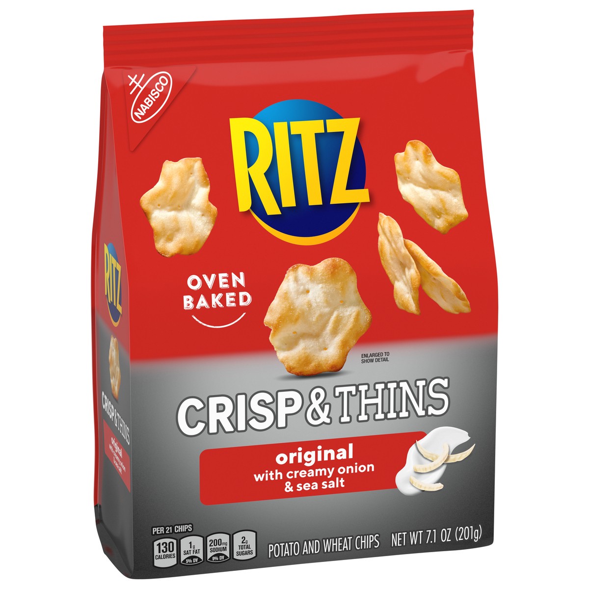 slide 9 of 9, RITZ Crisp and Thins Original with Creamy Onion and Sea Salt Chips, 7.1 oz, 7.1 oz