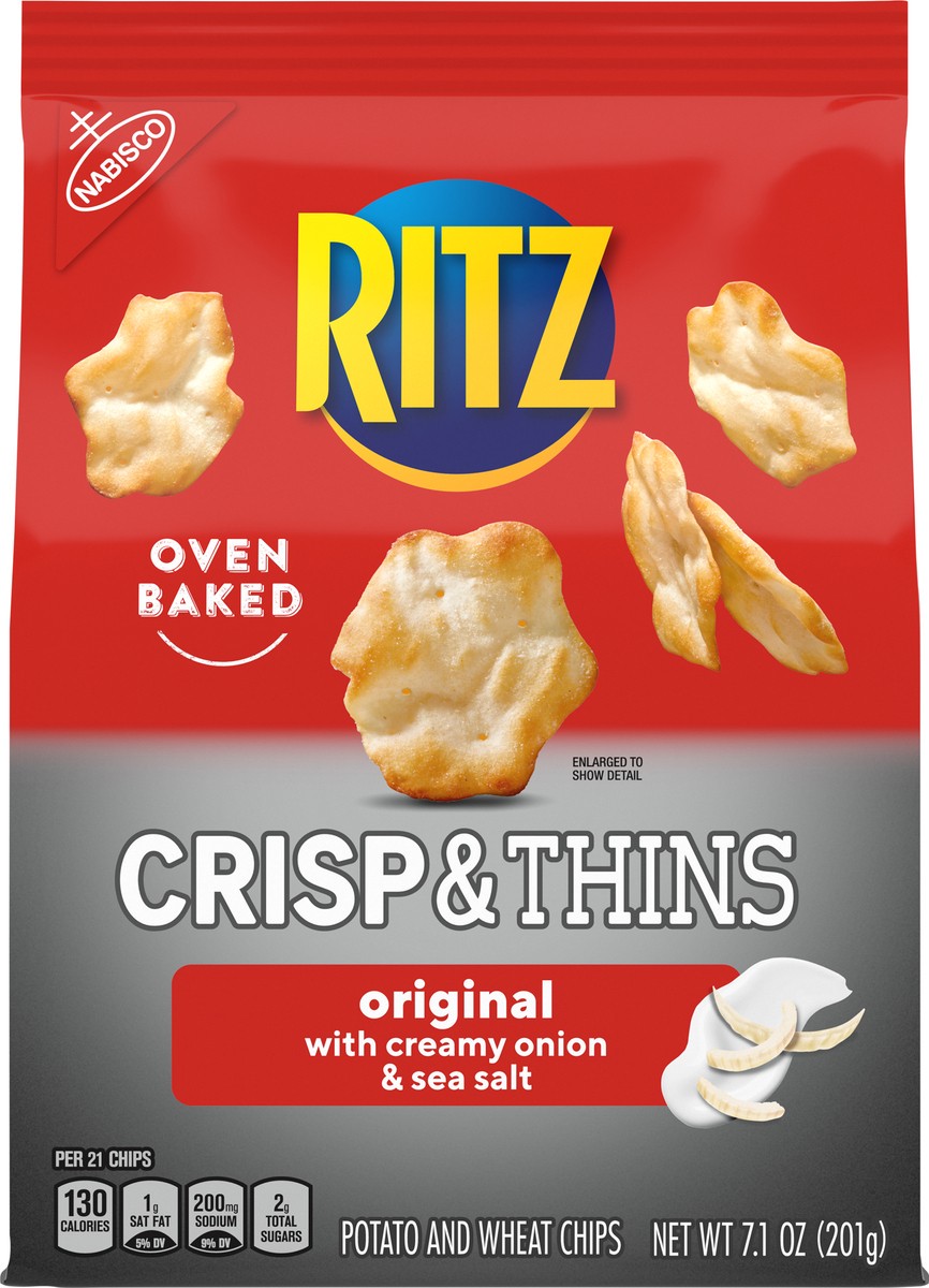 slide 7 of 9, RITZ Crisp and Thins Original with Creamy Onion and Sea Salt Chips, 7.1 oz, 7.1 oz