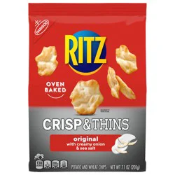 RITZ Crisp and Thins Original with Creamy Onion and Sea Salt Chips, 7.1 oz