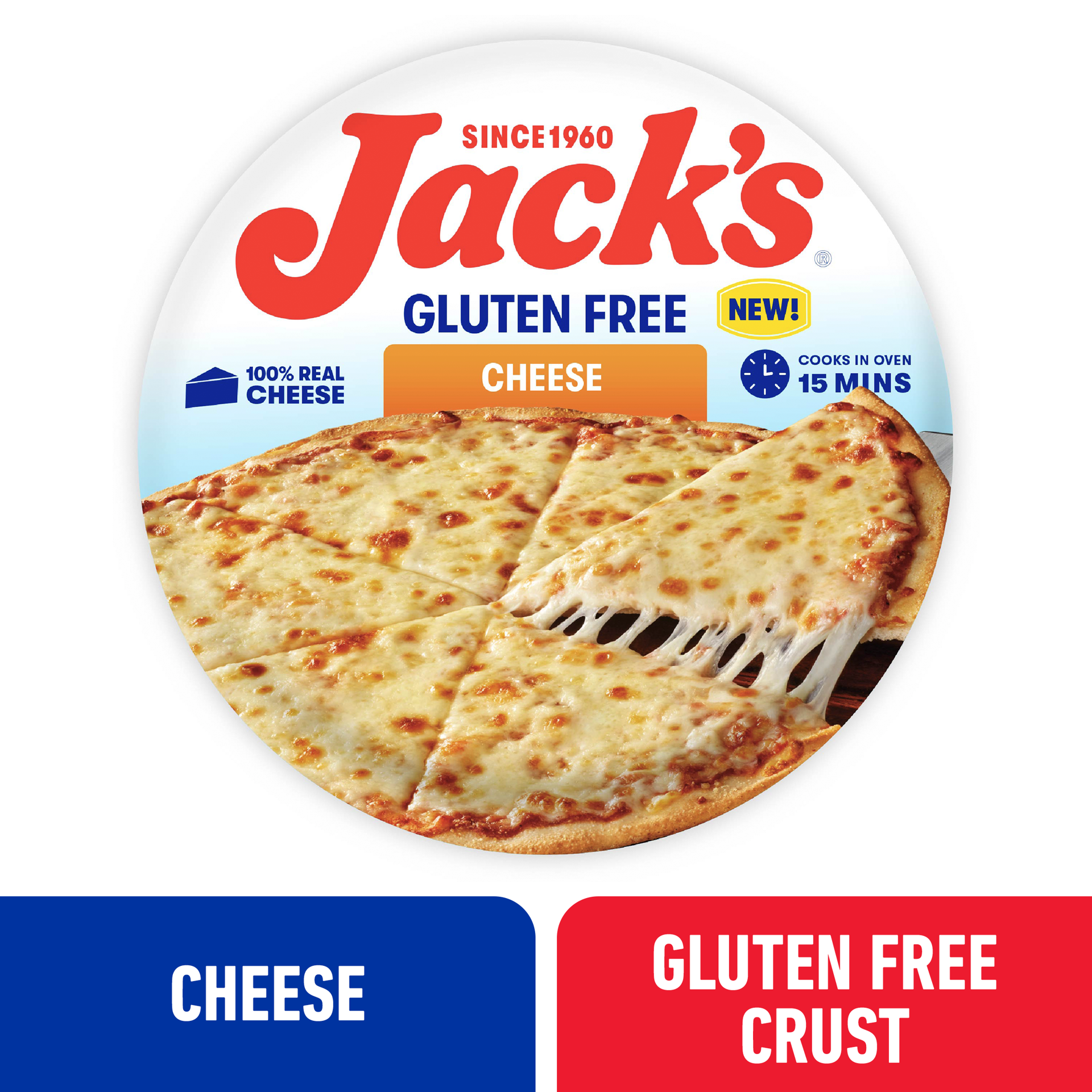 slide 1 of 17, Jack's Jacks Frozen Pizza, Gluten Free Crust Cheese Pizza, 12in, 14.2oz (Frozen), 14.2 oz