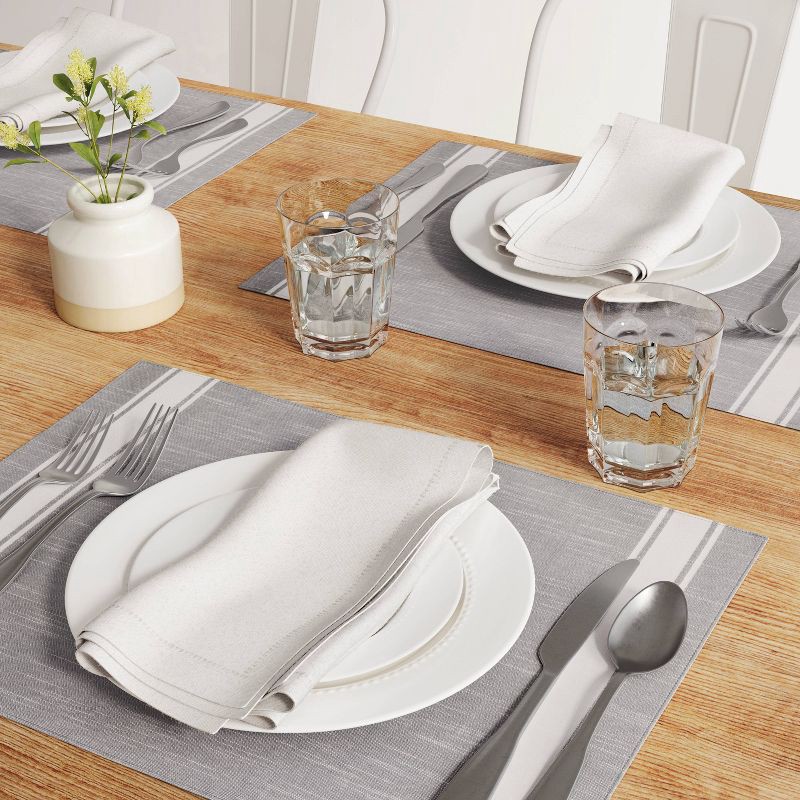 slide 2 of 3, Cotton Striped Placemat Gray - Threshold™: Rectangle, 100% Cotton, OEKO-TEX Certified, 19"x14", Autumn Dining Decor, 1 ct