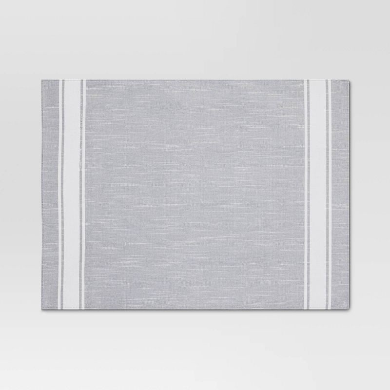 slide 1 of 3, Cotton Striped Placemat Gray - Threshold™: Rectangle, 100% Cotton, OEKO-TEX Certified, 19"x14", Autumn Dining Decor, 1 ct