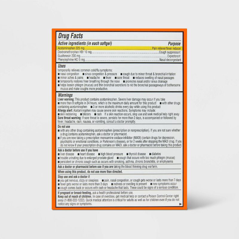 slide 3 of 5, Daytime Severe Cold & Flu Softgel - 24ct - up&up™, 24 ct