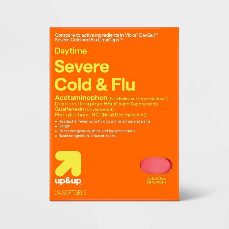 slide 1 of 5, Daytime Severe Cold & Flu Softgel - 24ct - up&up™, 24 ct