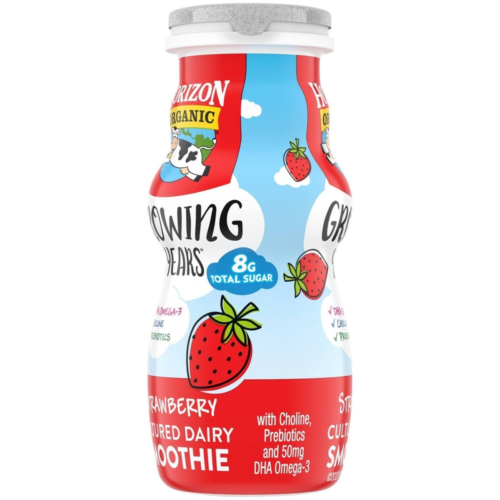 slide 6 of 7, DANNON Horizon Organic Growing Years Low Fat Strawberry Kids' Smoothies with DHA Omega-3 - 6ct/3.1 fl oz Bottles, 3 x 6 ct, 3.1 fl oz