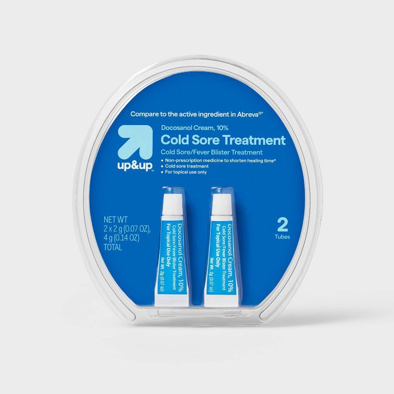 slide 1 of 4, Docosanol 10% Cream Cold Sore/Fever Blister Treatment Tube - 0.07oz/2pk - up&up™, 2 ct; 0.07 oz
