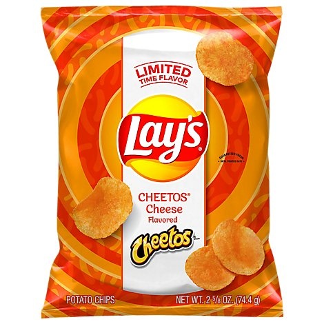 slide 1 of 1, Lay's Lays Cheetos Potato Chips Cheese Flavored, 2.625 oz