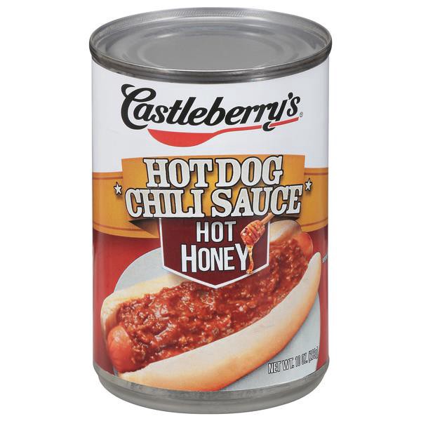 slide 1 of 5, Castleberry's Hot Honey Hot Dog Chili Sauce, 10 oz