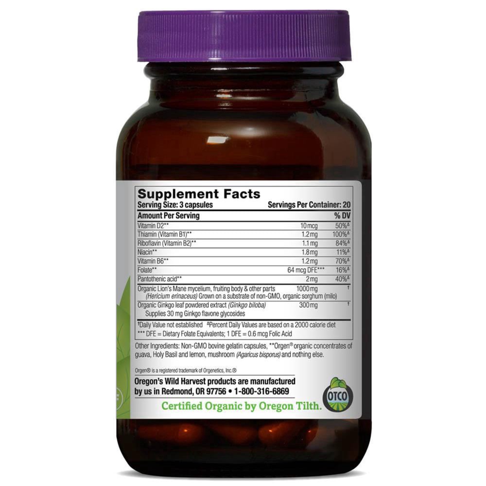 slide 2 of 3, Oregon's Wild Harvest Lion's Mane Plus Brain & Memory Support, 1 ct