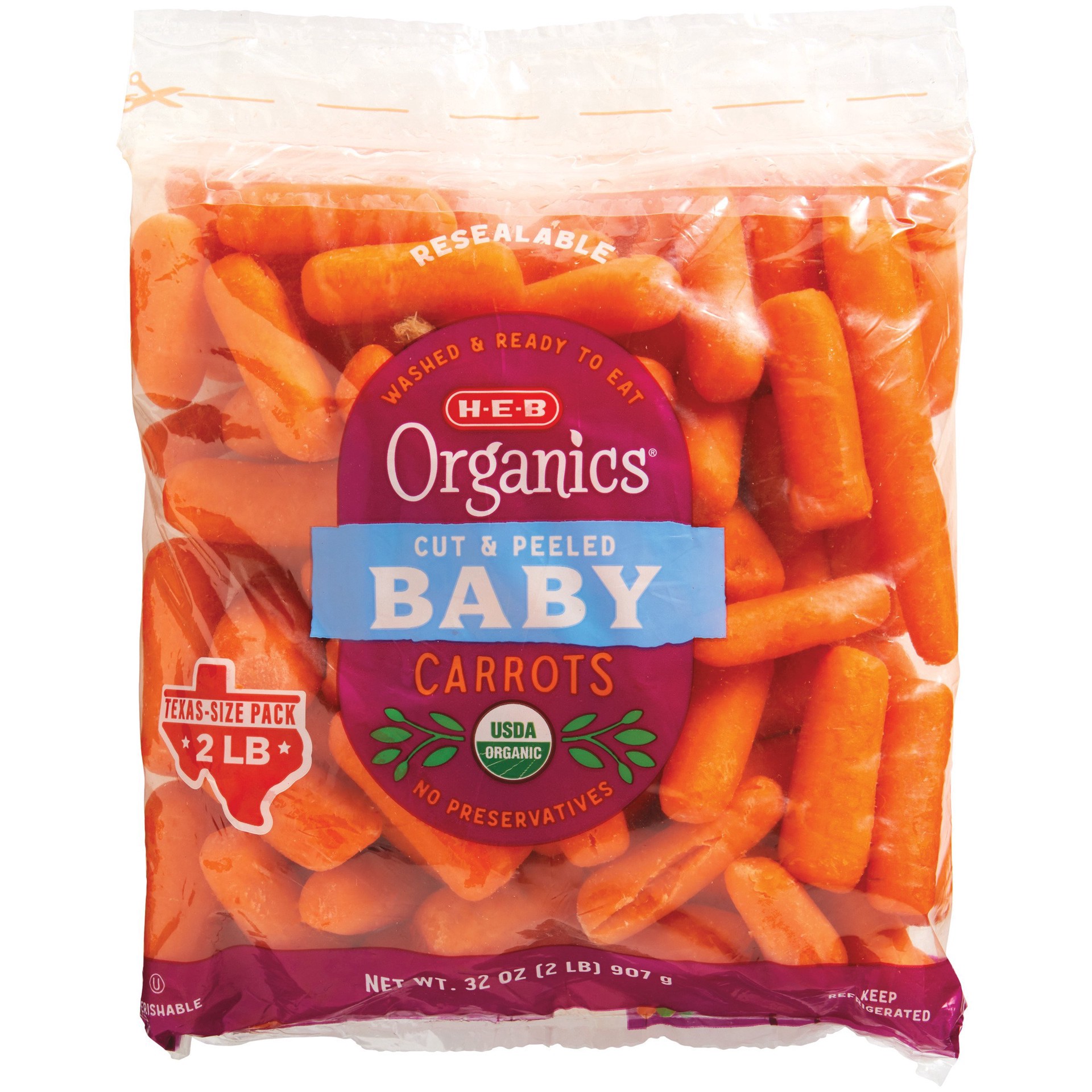 slide 1 of 1, H-E-B Mini Organics Carrots, 32 oz