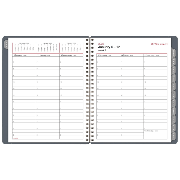 slide 2 of 6, Office Depot 2025 Office Depot Weekly/Monthly Planner, 7"" X 9"", Silver, January To December, Od712100, 1 ct