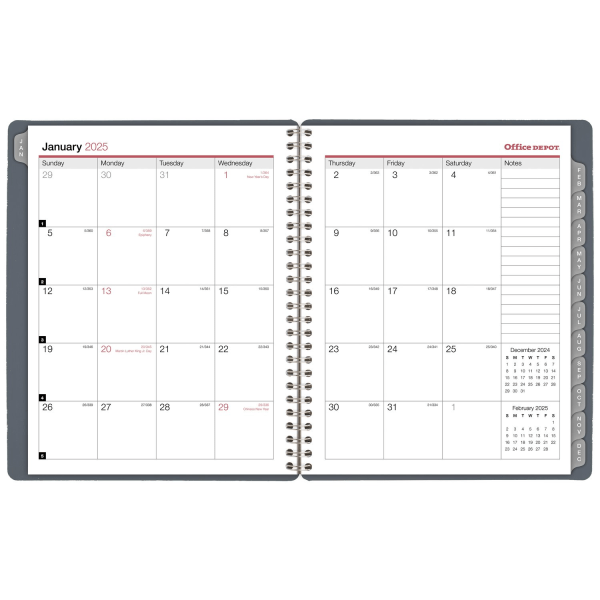 slide 3 of 6, Office Depot 2025 Office Depot Weekly/Monthly Planner, 7"" X 9"", Silver, January To December, Od712100, 1 ct