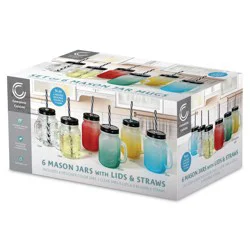Complete Cuisine Mason Jars With Lids And Straws