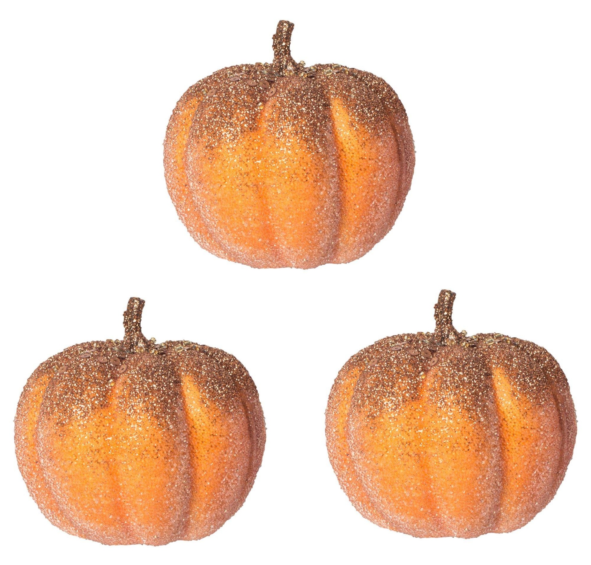 slide 1 of 1, Party City Glitter Gold Topped Pumpkins, 3 ct