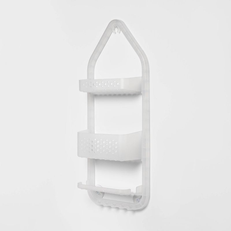 slide 3 of 4, Three Tier Over the Shower Caddy Frosted - Room Essentials™: Polypropylene, Rust-Resistant, 26" High, 1 ct