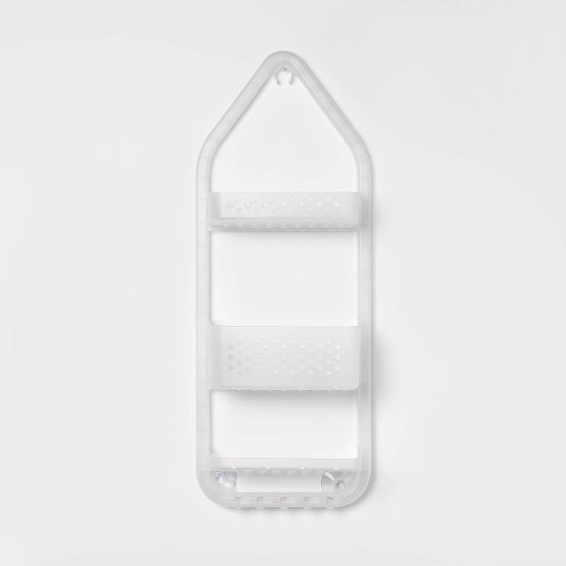 slide 1 of 4, Three Tier Over the Shower Caddy Frosted - Room Essentials™: Polypropylene, Rust-Resistant, 26" High, 1 ct