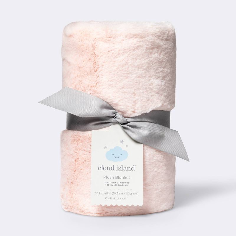 slide 4 of 4, Solid Satin Edge Plush Blanket - Cloud Island™ Pink, 1 ct
