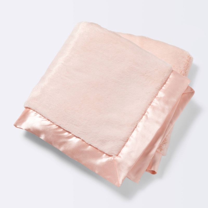 slide 1 of 4, Solid Satin Edge Plush Blanket - Cloud Island™ Pink, 1 ct
