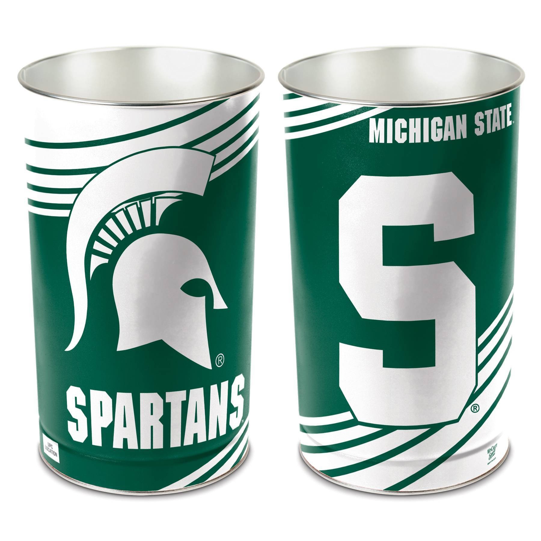 slide 1 of 1, NCAA Michigan State Spartans Tin Trash Can, 1 ct