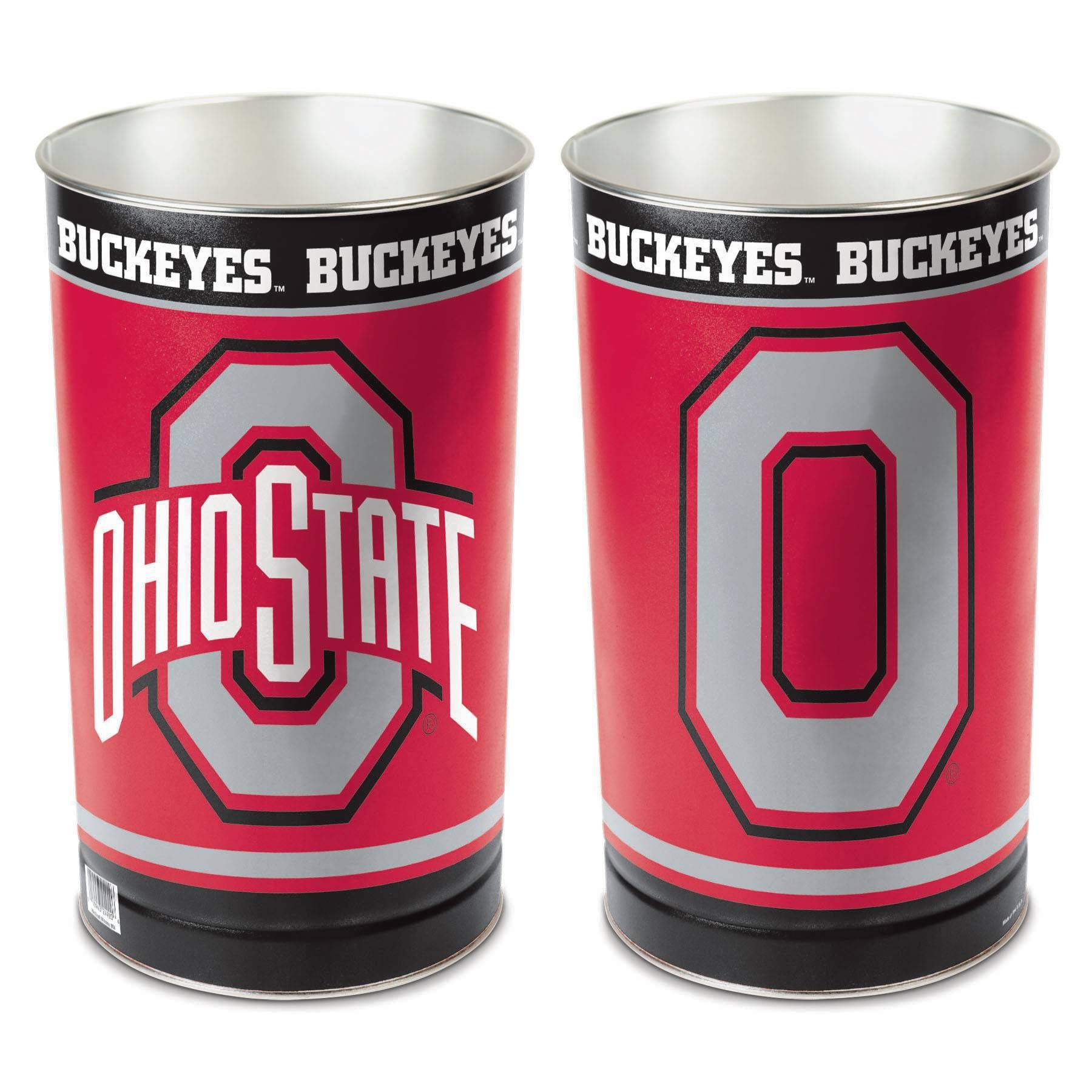 slide 1 of 1, NCAA Ohio State Buckeyes Tin Trash Can, 1 ct