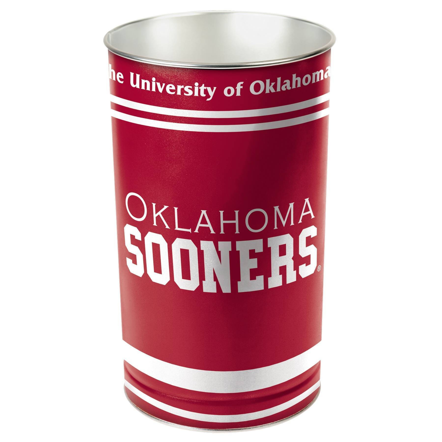 slide 1 of 1, NCAA Oklahoma Sooners Tin Trash Can, 1 ct