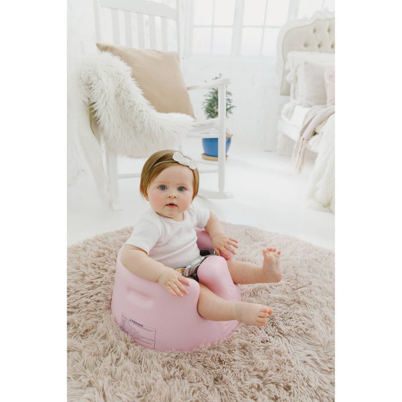 slide 2 of 6, Bumbo Baby Infant Soft Foam Comfortable Floor Booster Seat Supportive Chair with 3 Point Adjustable Safety Buckle Strap Harness - Pink, 1 ct