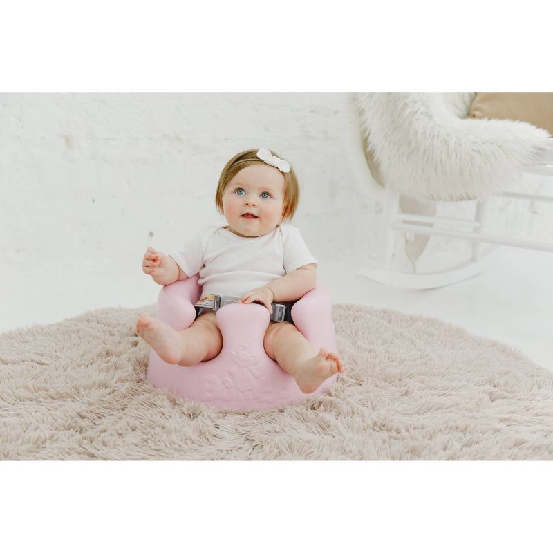 slide 3 of 6, Bumbo Baby Infant Soft Foam Comfortable Floor Booster Seat Supportive Chair with 3 Point Adjustable Safety Buckle Strap Harness - Pink, 1 ct