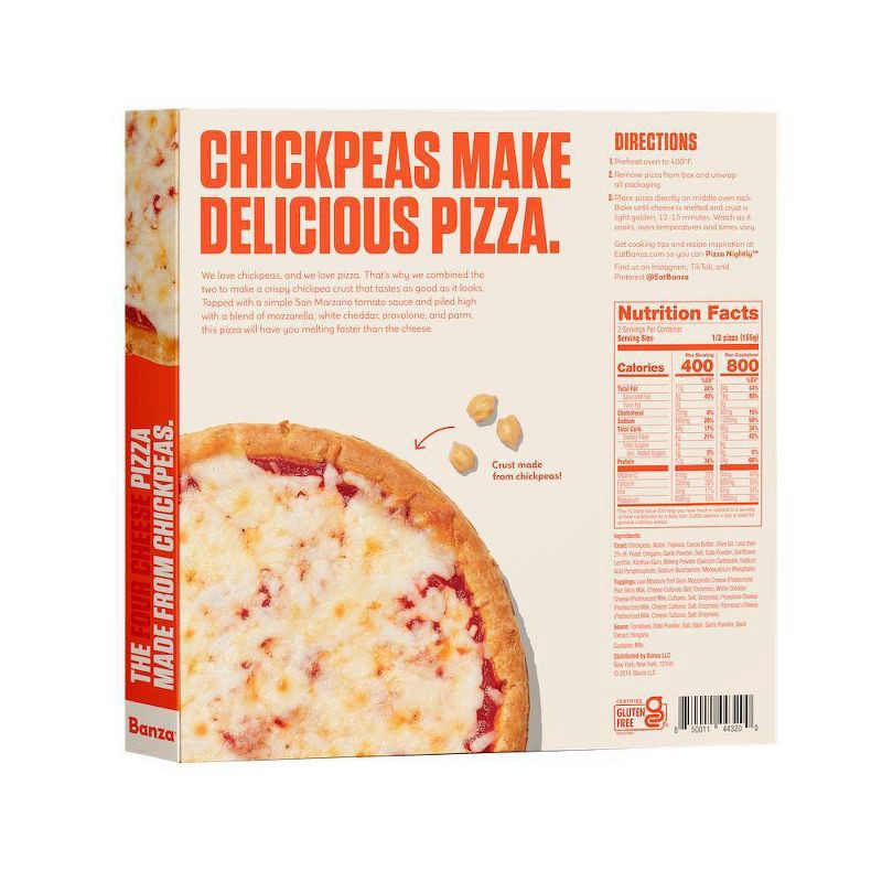 slide 2 of 9, Banza Chickpea Gluten Free Protein Cheese Frozen Pizza - 10.9oz, 10.9 oz