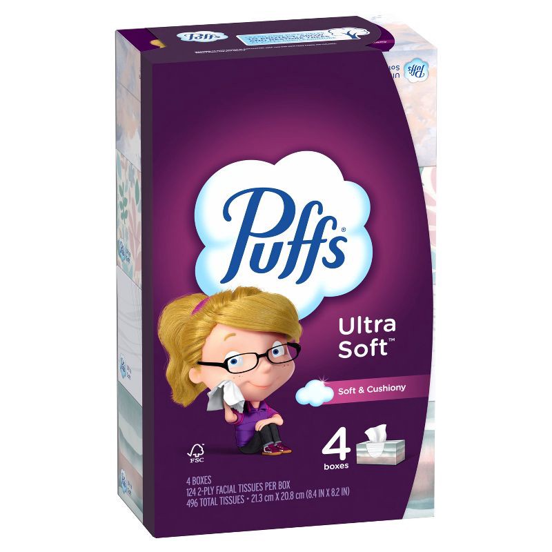 slide 14 of 16, Puffs Ultra Soft Facial Tissue - 4pk/124ct, 4 ct, 124 ct