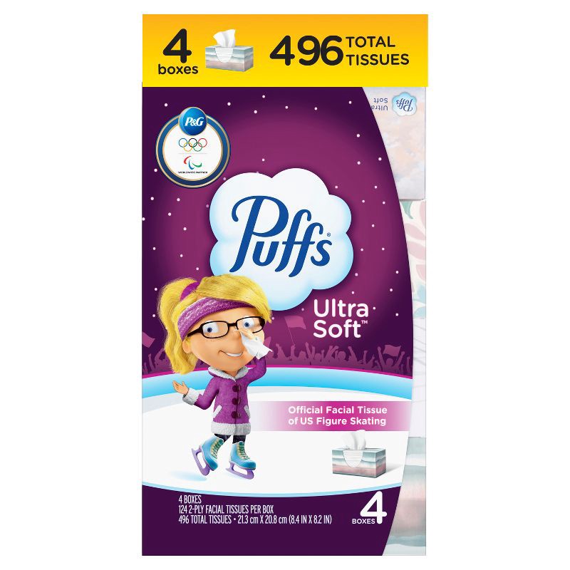 slide 1 of 16, Puffs Ultra Soft Facial Tissue - 4pk/496ct, 4 ct, 496 ct