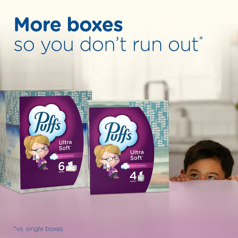slide 9 of 16, Puffs Ultra Soft Facial Tissue - 4pk/496ct, 4 ct, 496 ct