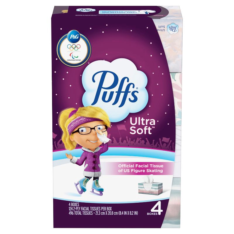 slide 12 of 16, Puffs Ultra Soft Facial Tissue - 4pk/496ct, 4 ct, 496 ct