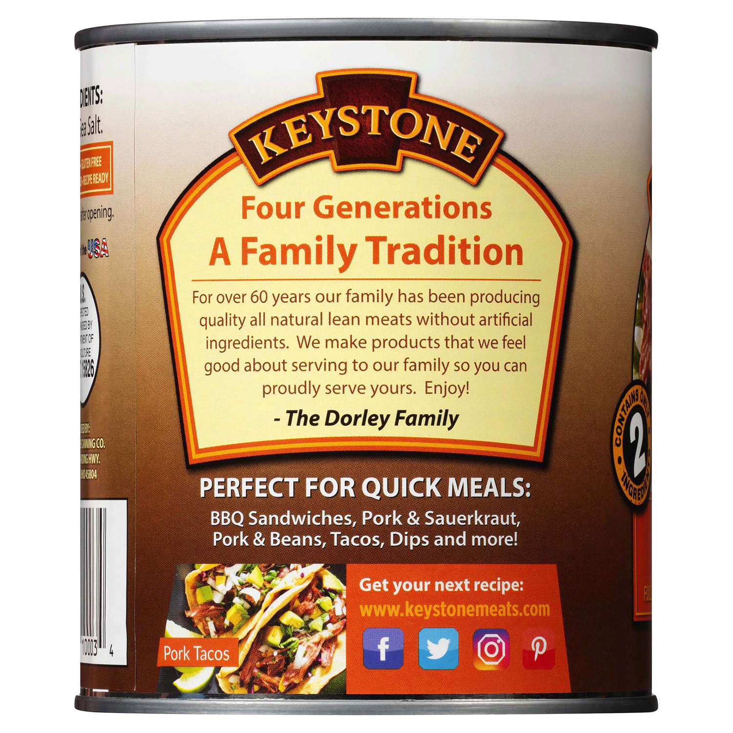 slide 2 of 2, Keystone Heat & Serve Pork, 28 oz