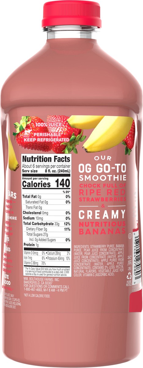 slide 3 of 5, Bolthouse Farms Strawberry Banana 100% Fruit Juice Smoothie 52 fl oz, 52 fl oz