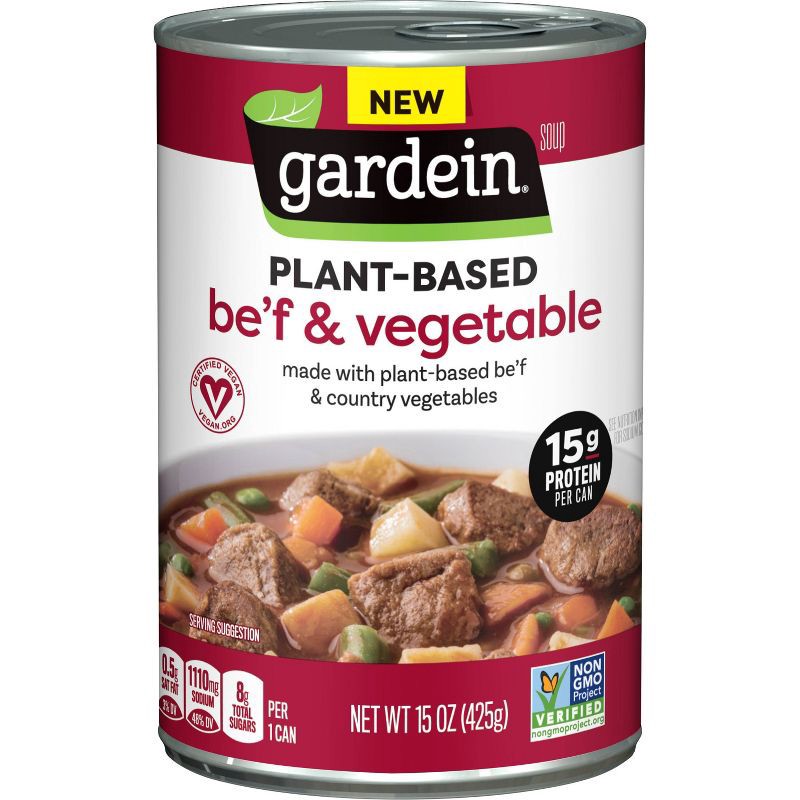 slide 1 of 4, Gardein Plant Based Be'f and Vegetable Soup - 15oz, 15 oz