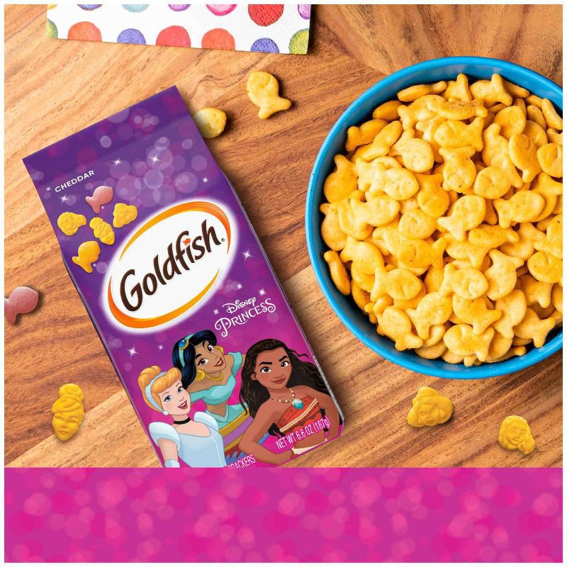 slide 3 of 13, Goldfish Disney Princess Cheddar Snack Crackers Bag - 6.6oz, 6.6 oz