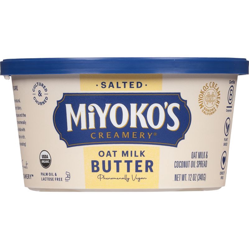 slide 2 of 11, Miyoko's Creamery Miyoko's Organic Salted Oat Milk Cultured Vegan Plant Based Butter - 12oz, 12 oz